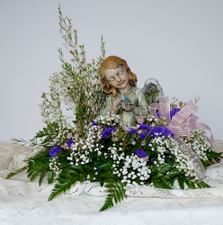 Angel with fresh flowers SS-164 from Krupp Florist, your local Belleville flower shop