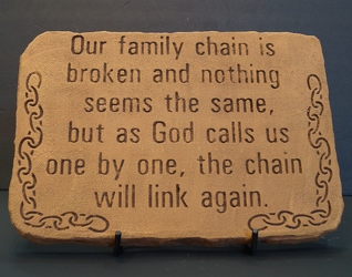 Our family chain is broken stone-medium SS14-1 from Krupp Florist, your local Belleville flower shop
