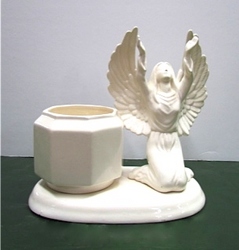 White glossy kneeling angel with vase ss-84 from Krupp Florist, your local Belleville flower shop