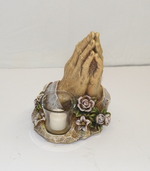 Praying hands w/candle ss95-13 from Krupp Florist, your local Belleville flower shop