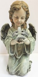 Kneeling angel with bird ss-79 from Krupp Florist, your local Belleville flower shop