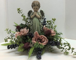 Angel adorned with silk flowers angel-sty20-1 from Krupp Florist, your local Belleville flower shop