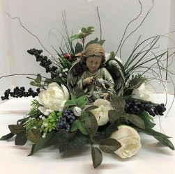 Angel adorned with silk flowers angel-sty20-2 from Krupp Florist, your local Belleville flower shop