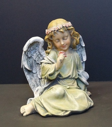Sitting angel with rose angel15-1 from Krupp Florist, your local Belleville flower shop