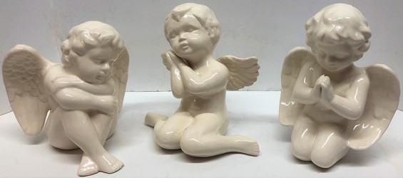 White ceramic angels angel15-22  from Krupp Florist, your local Belleville flower shop