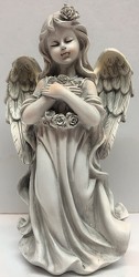 Angel holding a wreath-angel19-02 from Krupp Florist, your local Belleville flower shop