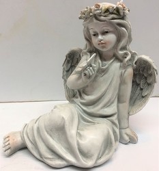 Sitting angel with butterfly-angel19-04 from Krupp Florist, your local Belleville flower shop