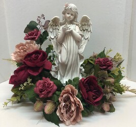Angel adorned with silks angel20-2sty from Krupp Florist, your local Belleville flower shop