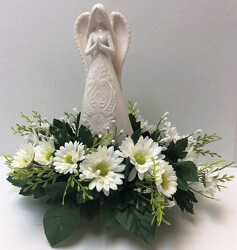 Angel adorned with silks angel20-4sty from Krupp Florist, your local Belleville flower shop
