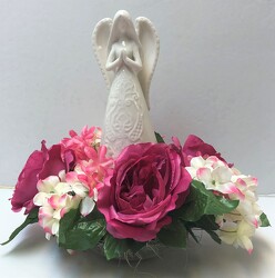 Angel adorned with silks angel20-5sty from Krupp Florist, your local Belleville flower shop
