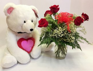 Heart bear with roses bear-arrg1802 from Krupp Florist, your local Belleville flower shop
