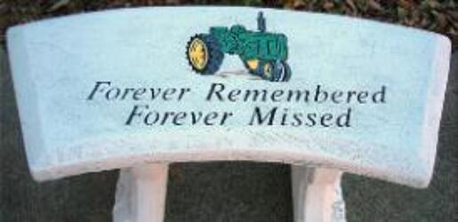 Forever Remembered bench-tractor from Krupp Florist, your local Belleville flower shop