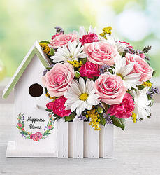 Happiness Blooms Birdhouse (Pink)-blm161875 from Krupp Florist, your local Belleville flower shop