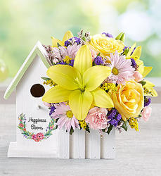 Happiness Blooms Birdhouse (Yellow)-blm161876 from Krupp Florist, your local Belleville flower shop