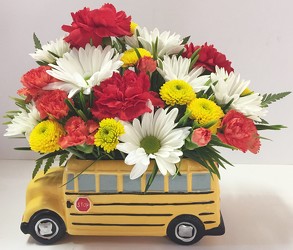 School bus arrangement-bus-01 from Krupp Florist, your local Belleville flower shop