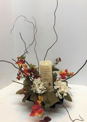 Candle with silk arrg candle-1903sty from Krupp Florist, your local Belleville flower shop