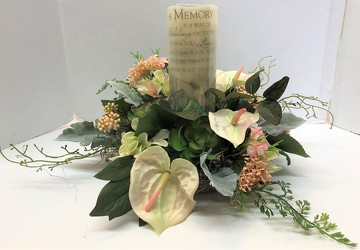 Candle with silk flowers candle-sty20-1 from Krupp Florist, your local Belleville flower shop