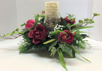Candle with silk flowers candle-sty20-2 from Krupp Florist, your local Belleville flower shop