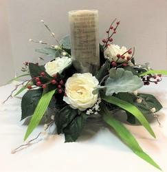 Candle with silk flowers candle-sty20-3  from Krupp Florist, your local Belleville flower shop