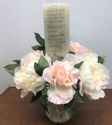 Candle with silk arrg-candle-sty21-4 from Krupp Florist, your local Belleville flower shop