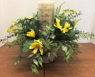 Candle with silk arrg-candle-sty21-5 from Krupp Florist, your local Belleville flower shop