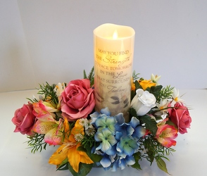 Candle with silk arrg-cndl16fsty-2 from Krupp Florist, your local Belleville flower shop