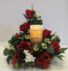 Candle with silk arrg-cndl16fsty-4 from Krupp Florist, your local Belleville flower shop