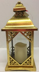 Gold lantern with candle from Krupp Florist, your local Belleville flower shop
