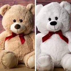 31.5" bear with red ribbon plush-bear31 from Krupp Florist, your local Belleville flower shop