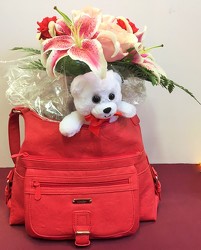  purse arrangement wb-arrg1801 from Krupp Florist, your local Belleville flower shop