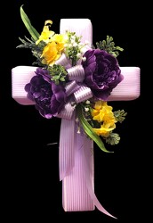 Lavender styrofoam/silk cross silk-cross2401 from Krupp Florist, your local Belleville flower shop