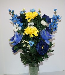 Silk cemetery arrangement-silkcem16-1 from Krupp Florist, your local Belleville flower shop