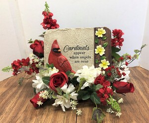 Cardinal stone stylized with silks ss-2101sty from Krupp Florist, your local Belleville flower shop