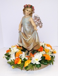 Angel with skirt bird feeder w/silk wreath ss161sty-2 from Krupp Florist, your local Belleville flower shop