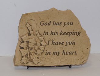 God has you in his keeping stone-small ss16s-24 from Krupp Florist, your local Belleville flower shop