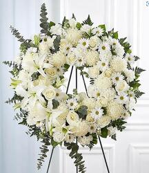 All White Funeral Wreath from Krupp Florist, your local Belleville flower shop