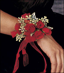 Red-Hot Roses Wristlet from Krupp Florist, your local Belleville flower shop
