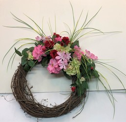 Wreath-purple/burgundy wreath-100 from Krupp Florist, your local Belleville flower shop