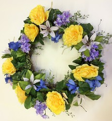 Wreath-yellow/lavendar/blue-wreath-16 from Krupp Florist, your local Belleville flower shop