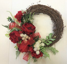 Wreath-red and white-wreath-2101 from Krupp Florist, your local Belleville flower shop