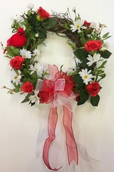 Wreath-red/white-wreath-45 from Krupp Florist, your local Belleville flower shop