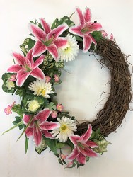 Wreath-pink and white-wreath-84 from Krupp Florist, your local Belleville flower shop