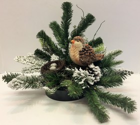Bird in winter arrangement-xmasarrg-15 from Krupp Florist, your local Belleville flower shop