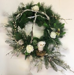 Wreath with owl xmaswreath-11 from Krupp Florist, your local Belleville flower shop