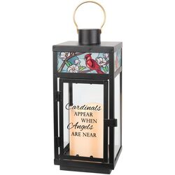 "Cardinals Appear" Stained Glass Top Lantern from Krupp Florist, your local Belleville flower shop