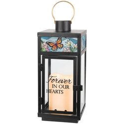 "Forever In Our Hearts" Stained Glass Top Lantern from Krupp Florist, your local Belleville flower shop