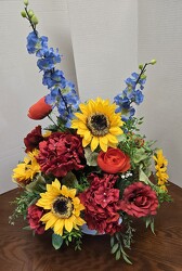 SILK ARRANGMENT IN WHITE PAIL from Krupp Florist, your local Belleville flower shop