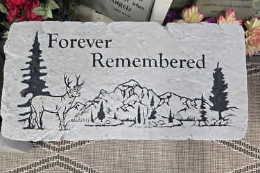 "FOREVER REMEBERED" BENCH from Krupp Florist, your local Belleville flower shop