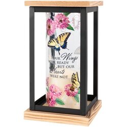 "Wings Were Ready" Framed Cylinder Lantern from Krupp Florist, your local Belleville flower shop