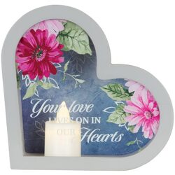"Love Lives On" Small Heart Shadow Box Lantern from Krupp Florist, your local Belleville flower shop